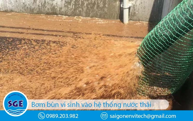 Bơm bùn vào hệ thống xử lý nước thải